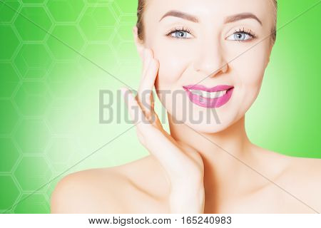 portrait of beautiful smiling woman with perfect skin