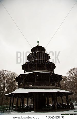china tower in the english garden in munich, sightseeing