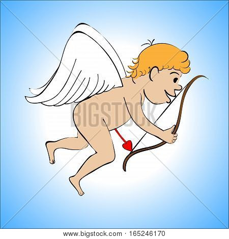 Cupid color on a blue background vector illustration