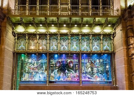 Windows Outside The Saint Petersburg Comedy Theatre At Night, Russia