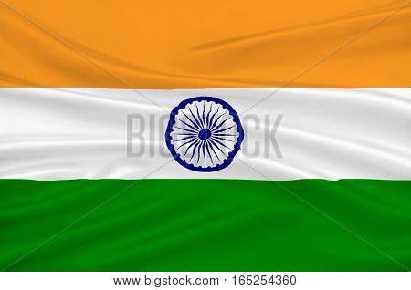Flag of India officially the Republic of India is a country in South Asia. 3D illustration