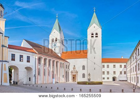 Towers of Freising Cathedral in Freising Bavaria Germany
