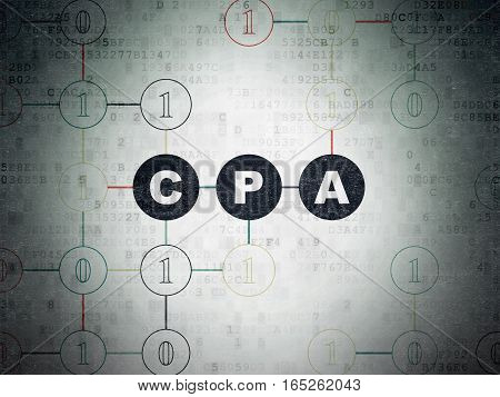 Business concept: Painted black text CPA on Digital Data Paper background with Binary Code