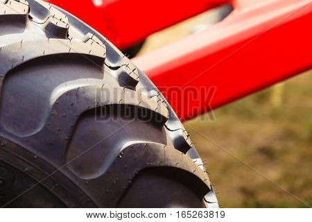 Detailed Closeup Agricultural Machinery, Big Tires