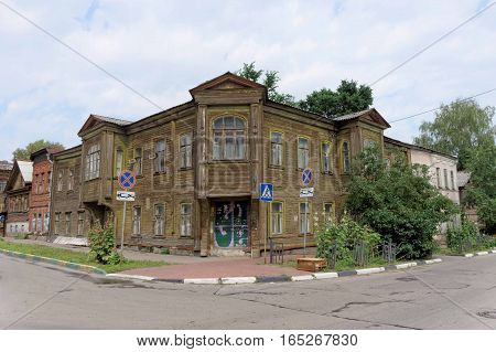 Nizhny Novgorod, Russia. - July 14.2016. Old residential two-storey wooden house on Slavyanskaya Street 4A