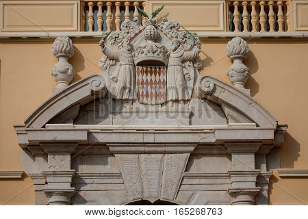 Architectural Detail With Monaco Coat Of Arms