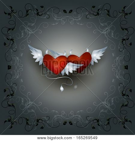 Openwork Frame With Two Hearts