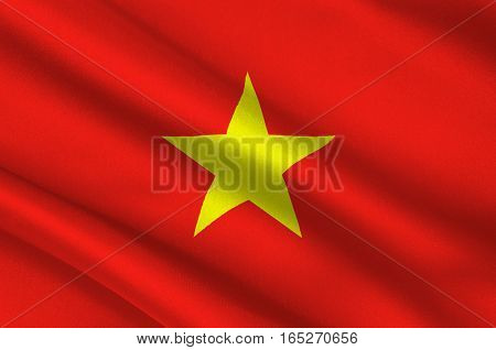 Flag of Vietnam officially the Socialist Republic of Vietnam. 3D illustration