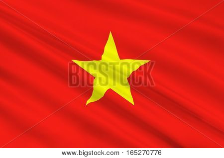Flag of Vietnam officially the Socialist Republic of Vietnam. 3D illustration