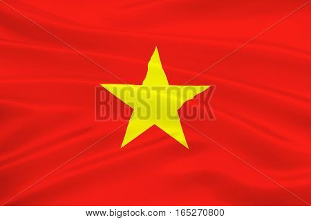 Flag of Vietnam officially the Socialist Republic of Vietnam. 3D illustration