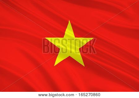 Flag of Vietnam officially the Socialist Republic of Vietnam. 3D illustration