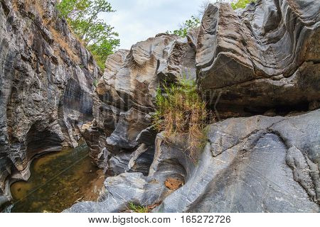 Canyon of a small river in the jungles of Thailand. Chiang Mai