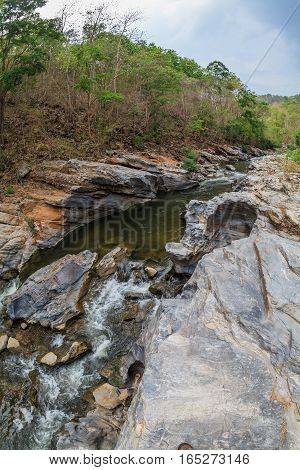 Canyon of a small river in the jungles of Thailand. Chiang Mai