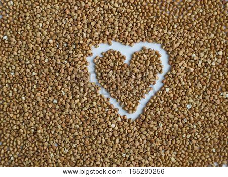 Background from buckwheat. Healthy eating for breakfast