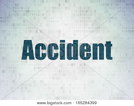 Insurance concept: Painted blue word Accident on Digital Data Paper background