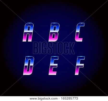 80s Retro Futurism Sci-Fi Font Alphabet Vector