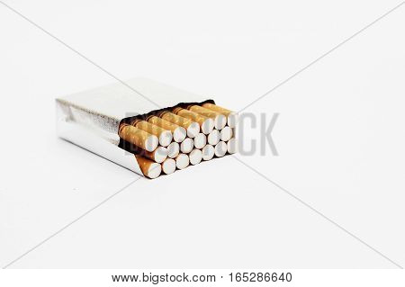 Pack of 20 cigrettes isolated on white background