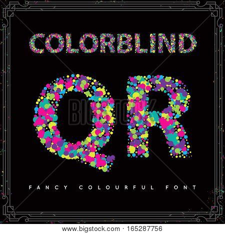 Set of Colorblind Style Font in Vector. Fresh trendy colors.