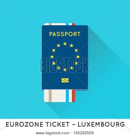 Eurozone Europe Passport with tickets vector illustration. Air Tickets with EU National Flag.