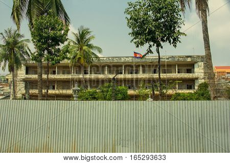 PHNOM PENH, CAMBODIA FEB 1: Tuol Sleng, a school turned into S-21, a prison and torture center used by the Khmer Rouge. February 1, 2015 in Phnom Penh, Cambodia.