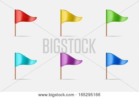 Triangular Waving Flag Set Icon or Logo in Vector.