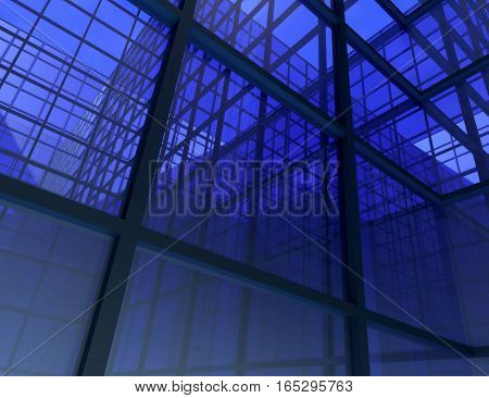 blue background window pattern building office perspective