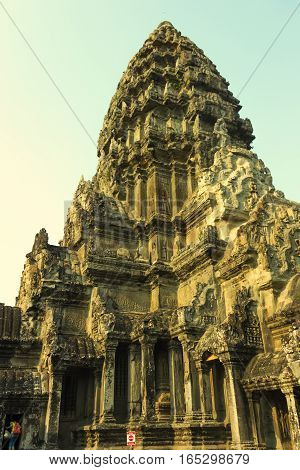 Temple of Angkor Wat. Siem Reap. Khmer civilization. Travel photos from Cambodia