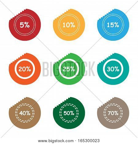 percent sale tear sticker label set,vector Illustration EPS10