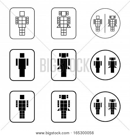 toilet robot sign icon set,vector Illustration EPS10