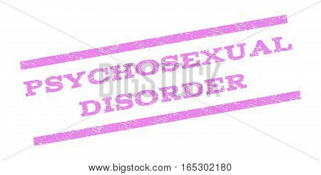 Psychosexual Disorder watermark stamp. Text caption between parallel lines with grunge design style. Rubber seal stamp with scratched texture. Vector violet color ink imprint on a white background.