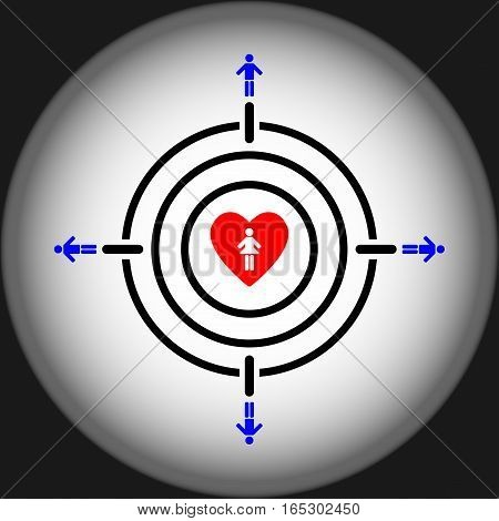 man aiming girl heart target concept,vector Illustration EPS10