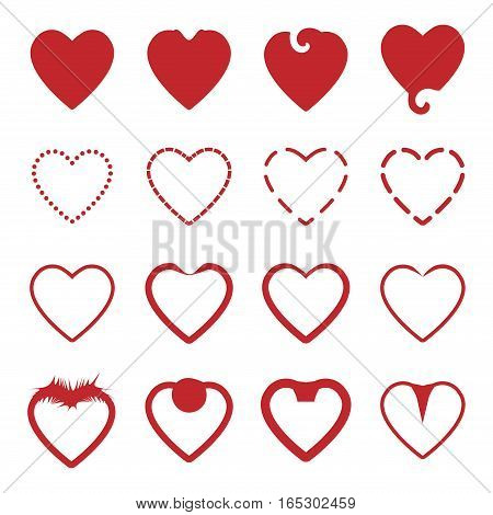several style of red heart icons set,vector Illustration EPS10
