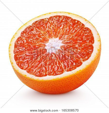 Half Of Blood Red Orange Citrus Fruit Isolated On White