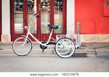 trike in the streets of piran, slovenia.