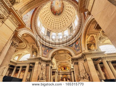 Paris, France - July 05, 2016 : Inside, Interior Of French Mausoleum For Great People Of France - Th