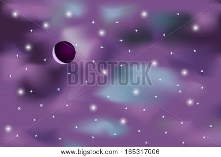 Cosmos background with galaxy stars and planet