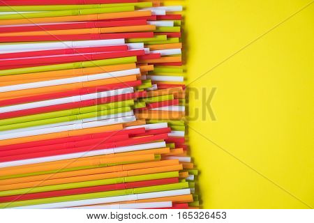 Colorful drinking straws for the color background. Abstract a colorful of plastic straws used for drinking water or soft drinks