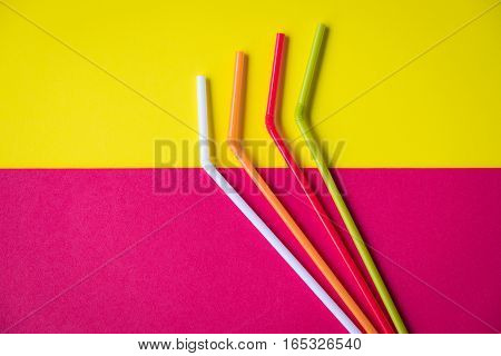 Colorful drinking straws for the color background. Abstract a colorful of plastic straws used for drinking water or soft drinks