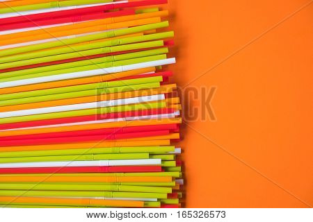 Colorful drinking straws for the color background. Abstract a colorful of plastic straws used for drinking water or soft drinks