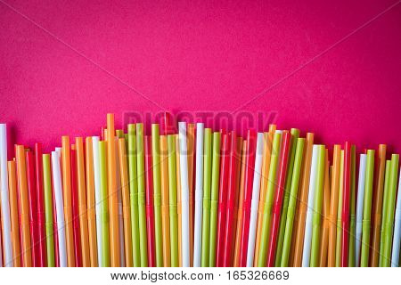 Colorful drinking straws for the color background. Abstract a colorful of plastic straws used for drinking water or soft drinks