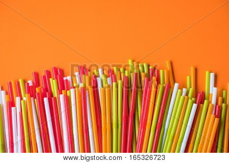 Colorful drinking straws for the color background. Abstract a colorful of plastic straws used for drinking water or soft drinks