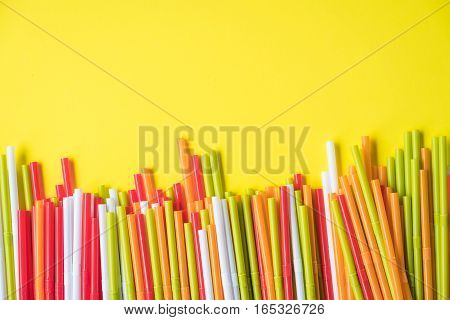 Colorful drinking straws for the color background. Abstract a colorful of plastic straws used for drinking water or soft drinks