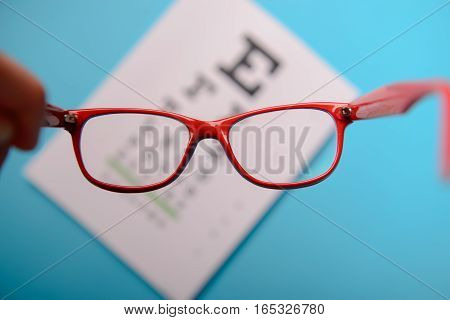 Glasses Lying On Snellen Test Chart