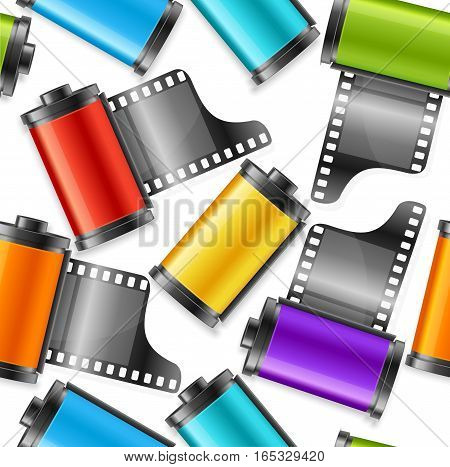 Camera Film Roll Cartrige Background Pattern Vintage Style for Video or Photo Web Design. Vector illustration