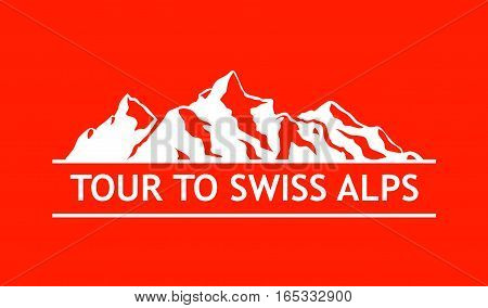 White Logo of Swiss Mountains isolated on White Background. 
