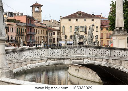 PADUA, ITALY - MAY 3, 2016: Bridge on Piazza Prato della Valle Padua Italy.