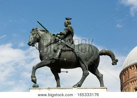 PADUA, ITALY - MAY 3, 2016: Equestrian statue of Gattamelata in Padua Italy