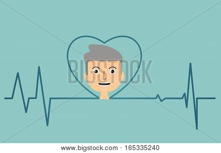 healthcare concept. cardiogramm and heart. Vector illustration
