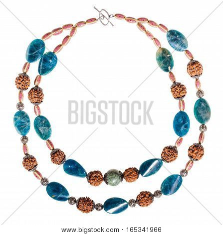 Necklace From Kyanite And Serpentine Natural Gems