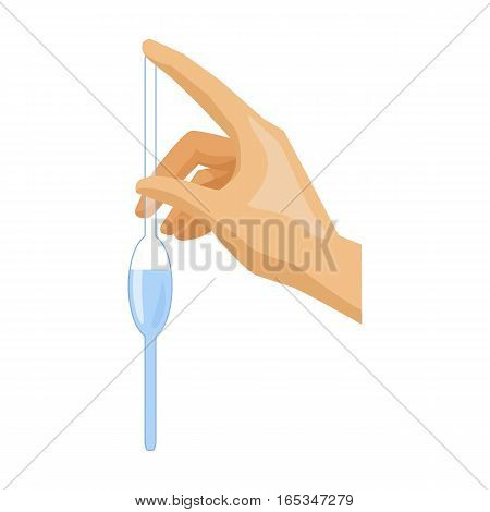 Filling of a bulb pipette by water icon in cartoon design isolated on white background. Water filtration system symbol stock vector illustration.